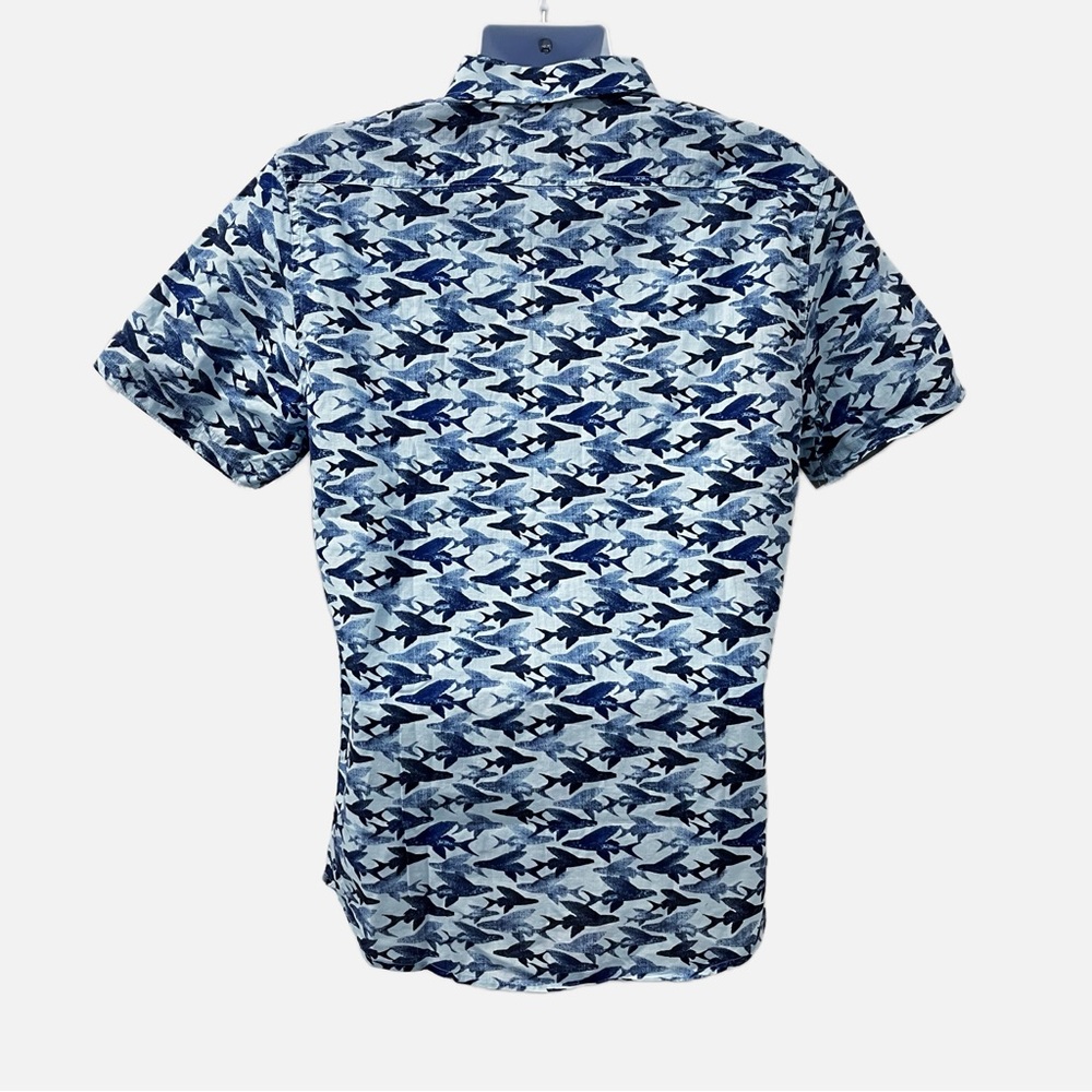 Flag & Anthem Flying Fish Blue Maxton Short Sleeve Shirt Size Medium NWT - Picture 2 of 5